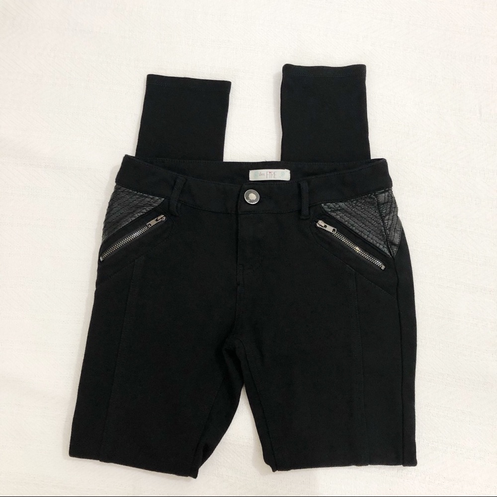 Love Fire Black Jegging with Leather Patches